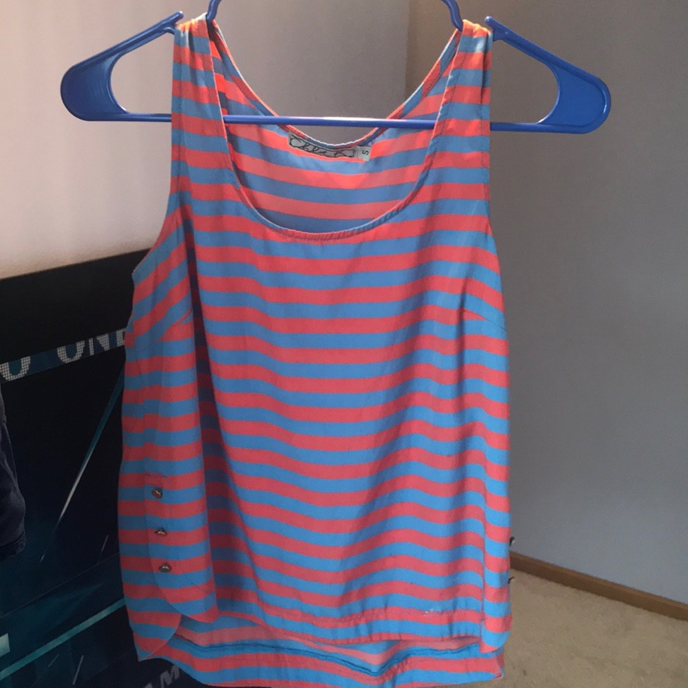 Chloe K sleeveless blouse red - blue striped